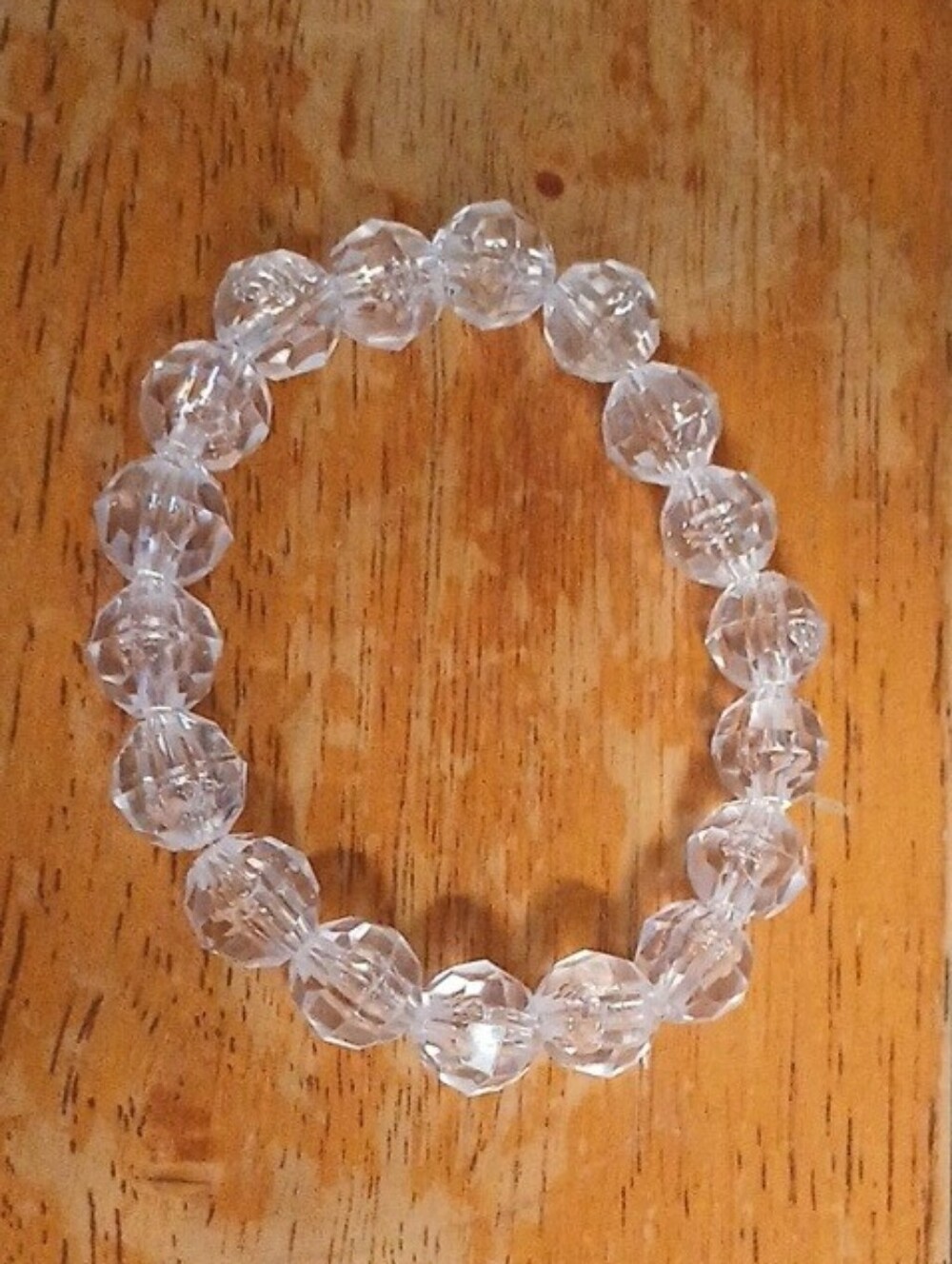 Faceted Clear Crystal Bead Stretch Bracelet - Timeless Sparkle